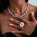 Diamond Cuban Necklace in White Gold - 8.5mm