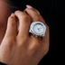 Diamond Watch Ring in White Gold Vermeil