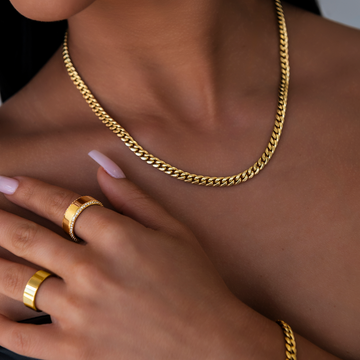 Cadena cubana de Miami en oro amarillo - 5mm