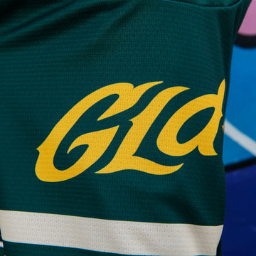 Camiseta de hockey GLD verde y amarilla