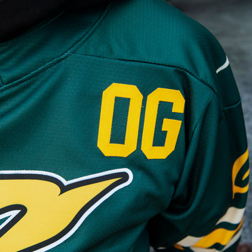 Camiseta de hockey GLD verde y amarilla