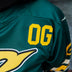 Camiseta de hockey GLD verde y amarilla