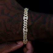 9MM Iced Puffed Mariner Cuban Bracelet - Gold