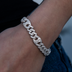 Pulsera Cubana Mariner Inflada Helada en Oro Blanco - 9mm