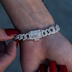 Pulsera Cubana Mariner Inflada Helada en Oro Blanco - 9mm