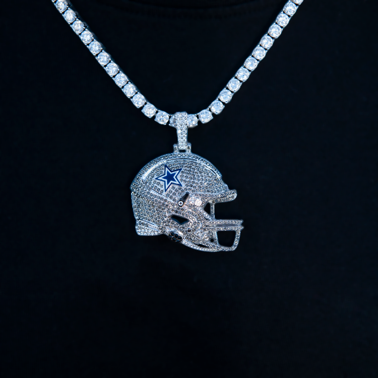 dallas cowboys pandora 14kt gold football helmet charm Official NFL 2025 Edition Dallas Cowboys Helmet Pendant, 14k White