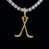 Iced Hockey Sticks Pendant in Yellow Gold