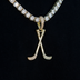 Iced Hockey Sticks Pendant in Yellow Gold