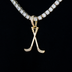 Iced Hockey Sticks Pendant in Yellow Gold
