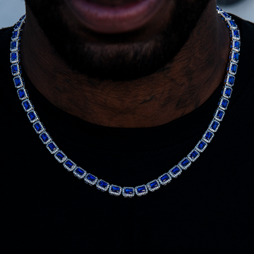 Sapphire Cushion Cut Tennis Chain in White Gold - 7mm