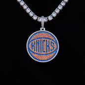 New York Knicks Official NBA Team Secondary Logo Pendant in White Gold