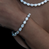 Pulsera de tenis con diamantes ovalados en grupo de oro blanco - 4 mm
