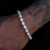 Diamond Oval Clustered Tennis Bracelet in White Gold- 4mm