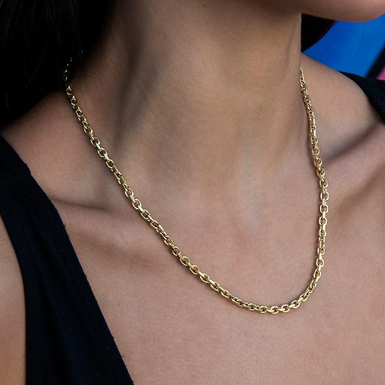 Open Box Chain Necklace - Yellow Gold