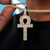 Men's Moissanite Ankh Cross Pendant in Yellow Gold Vermeil