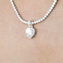 Women's Moissanite Micro Iced Heart Pendant in White Gold Vermeil