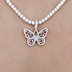 Women's Moissanite Small Butterfly Pendant in White Gold Vermeil