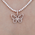 Women's Moissanite Small Butterfly Pendant in Rose Gold Vermeil