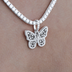 Women's Moissanite Small Butterfly Pendant in White Gold Vermeil