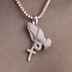 Women's Moissanite Praying Hands Pendant in Rose Gold Vermeil