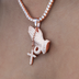 Women's Moissanite Praying Hands Pendant in Rose Gold Vermeil