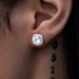 Cushion Cut Moissanite Earrings in White Gold Vermeil