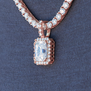 Colgante de moissanita y microdiamantes para hombre en vermeil de oro rosa