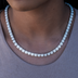 Collar de tenis con moissanita agrupada de 6 mm para mujer en vermeil de oro blanco