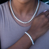 Micro Clustered Tennis Necklace + Bracelet Bundle in White Gold