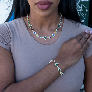 Colored Gemstone Chain Bracelet