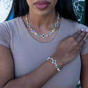 Colored Gemstone Necklace + Bracelet Bundle in Yellow Gold