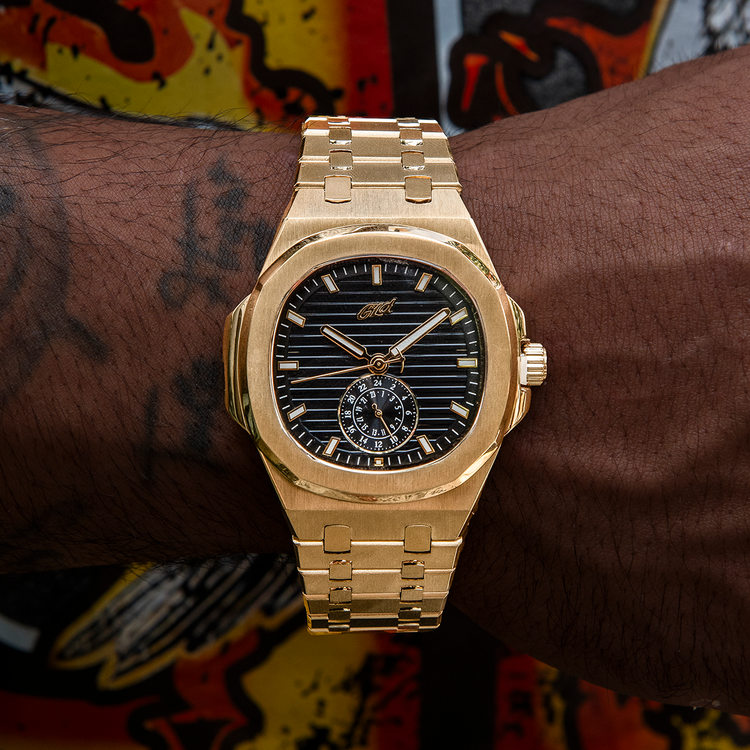 Visionary Gold Watch with Plain Case & Steel Band | Everyday Flex | GLD