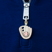 Iced Baseball Clip On Charm Pendant in Yellow Gold