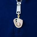 Iced Baseball Clip On Charm Pendant in Yellow Gold