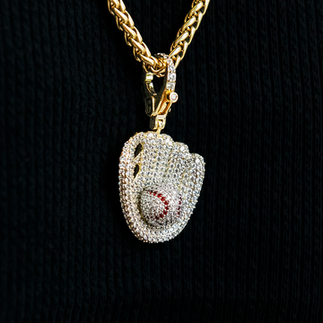 Dije Colgante de Béisbol Helado para Enganchar en Oro Amarillo