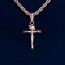 Colgante Cruz Crucifijo en Oro Rosa