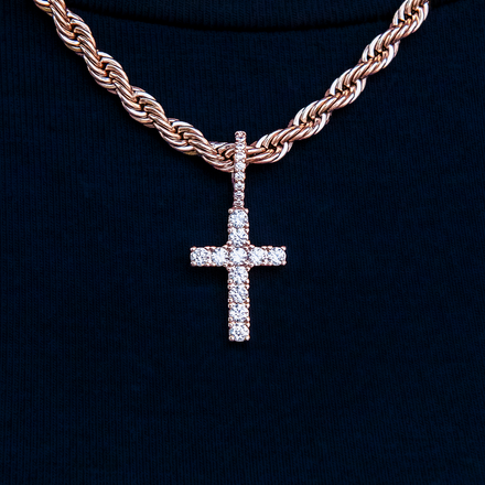 Micro Diamond Cross in Rose Gold | Religious Pendant