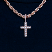 Colgante Micro Cruz de Diamantes - Oro Rosa