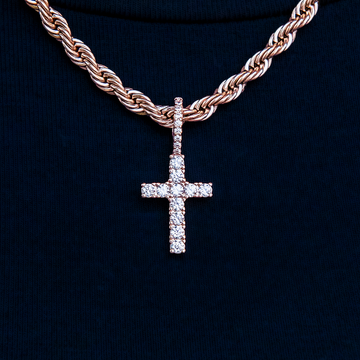 Colgante Micro Cruz de Diamantes - Oro Rosa