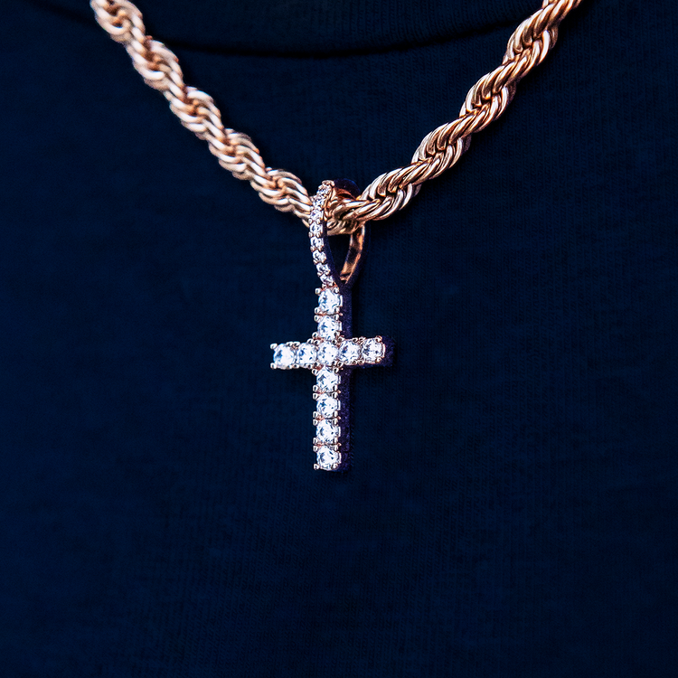 Micro Diamond Cross in Rose Gold | Religious Pendant