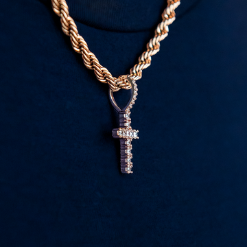 Micro Diamond Cross Pendant - Rose Gold
