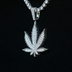 Large Diamond Weed Leaf Pendant - White Gold