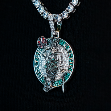 Colgante con el logo principal oficial de los Boston Celtics de la NBA - Oro blanco