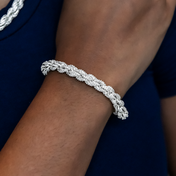 Diamond Rope Chain Bracelet in White Gold- 8mm