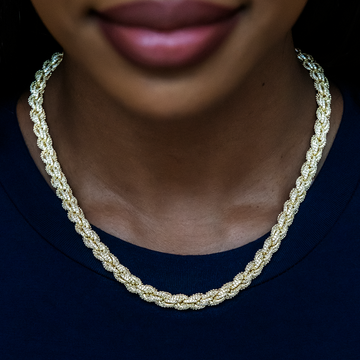 Diamond Rope Necklace in Yellow Gold- 8mm