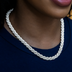 Collar de cuerda de diamante en oro blanco - 8 mm