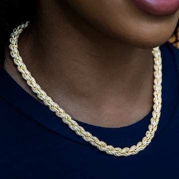 Diamond Rope Necklace in Yellow Gold- 8mm