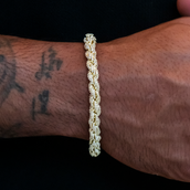 Diamond Rope Chain Bracelet in Yellow Gold- 8mm