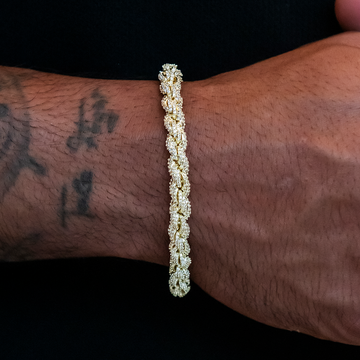 Diamond Rope Chain Bracelet in Yellow Gold- 8mm