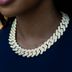 Diamond Prong Cuban Necklace in Yellow Gold- 19mm